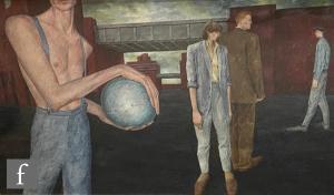 JUDKINS Rod,A group of figures in an industrial landscape,Fieldings Auctioneers Limited 2021-07-21