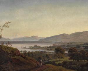 JUEL Jens,Udsigt over Genfersøen fra Bonnets terrasse, i mel,1779,Bruun Rasmussen 2023-09-18