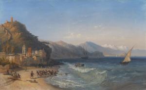 JUGELET Jean Marie Auguste 1805-1875,La Grande Marina, Capri,1868,Aspire Auction US 2016-05-28