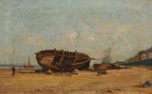 JULES GADEYNE 1857-1936,Plage avec bateaux échoués,Brussels Art Auction BE 2018-06-05