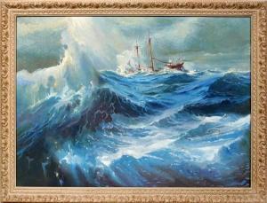 JULIáN,SHIP FLOUNDERING AT SEA,B.S. Slosberg, Inc. Auctioneers US 2008-03-16