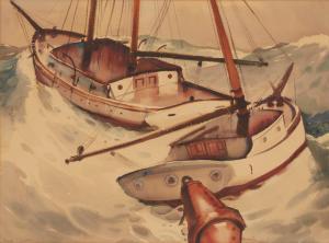 JULIAN Paul 1914-1995,Sailboats during rough seas,John Moran Auctioneers US 2023-10-04