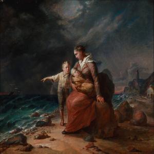 julius johan 1813-1882,Mother and children fearing for the fathers life a,Bruun Rasmussen 2012-02-13