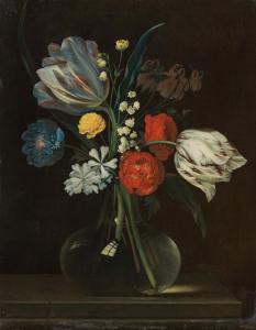 JUNCKER Justus 1703-1767,FLOWERS IN A GLASS VASE,1764,im Kinsky Auktionshaus AT 2023-06-20