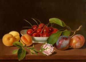 JUNCKER Justus 1703-1767,Still Life with a Bowle of Cherries, Apricots, a P,1761,Lempertz 2021-06-05
