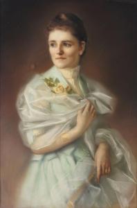 JUNCKER STREIT Käthe 1858-1919,Dreiviertelportrait einer Dame im Taftkleid mit Pe,Zeller 2009-12-03