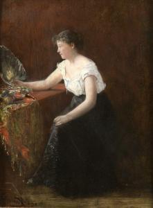 JUNDT Gustave Adolphe 1830-1884,Femme à l\’éventail,1880,Rossini FR 2022-06-29