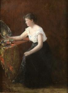 JUNDT Gustave Adolphe 1830-1884,Femme à l\’éventail,1880,Rossini FR 2022-09-09