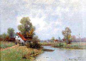 JUNGBLUT Johann 1860-1912,Flusslandschaft mit Mühle,Auktionshaus Citynord DE 2023-09-02