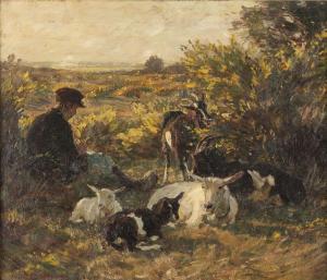 JUNGHANNS Julius Paul 1876-1958,Resting shepherd boy with a herd o,1924,Hargesheimer Kunstauktionen 2022-09-07