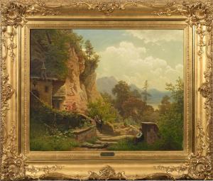 JUNGHEIM Carl 1830-1886,Landschaftsmotiv aus dem bayerischen Gebirge,1857,Schloss DE 2021-09-04