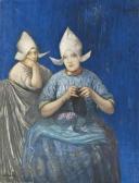 JUNGMANN Nico Wilhelm 1872-1935,Two Dutch girls knitting,Christie's GB 2015-11-18