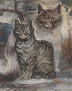 JUNGNICKEL Ludwig Heinrich 1881-1965,Two proud cats,1965,Palais Dorotheum AT 2015-06-09