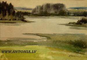Jurkelis Eduards 1910-1978,View to the Lake,Antonija LV 2009-11-23