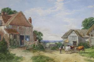 JUTSUM Henry 1816-1869,Farmyard landscape with cattle,Gorringes GB 2024-01-08