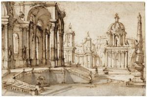 JUVARRA Filippo 1676-1736,AN ARCHITECTURAL FANTASY: A SET DESIGN, POSSIBLY F,Sotheby's GB 2020-01-29