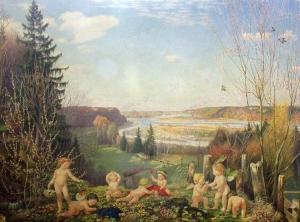 KäMMERER Paul 1868-1950,Springtime in Isar valley with view to Munich,1908,Sigalas DE 2015-03-07