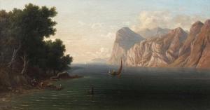 KÖBEL Georg 1807-1894,Mediterrane Küstenlandschaft italienische Küste,1840,Mehlis DE 2018-05-24