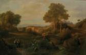 KÖBEL Georg 1807-1894,Paesaggio laziale con contadine sullo sfondo del Circeo,Antonina IT 2003-12-13
