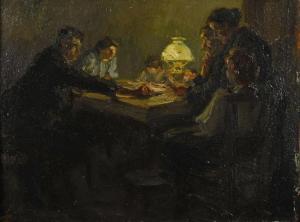 KÖHLER August 1881-1964,Genreszene mit Familie am Tisch,1910,Wendl DE 2023-10-25