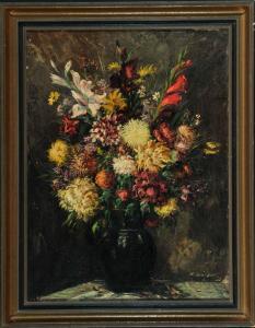 KÖHLER Maxim 1904-1959,Chrysanthemen und Gladiolen in Vase,1930,Allgauer DE 2017-07-05