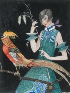 KÖHLER Mela 1885-1960,A Girl with Golden Pheasant and Spike,Palais Dorotheum AT 2021-12-18