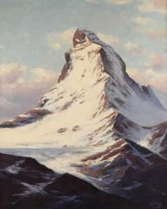 KÖNIG Gustav Ferdinand L 1808-1869,Das Matterhorn Ansicht des schneebedeckten,1920,Mehlis 2017-08-24