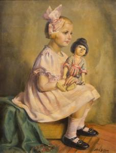 KÖVER Gyula 1883-1950,Little Girl with Oriental Doll,1937,Pinter HU 2022-01-16