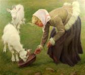 KüGEL E,Woman feeding goats,1906,Gorringes GB 2014-02-05