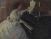 KÜHN Josef II 1872-1933,Dame am Klavier,Kastern DE 2019-09-21