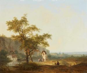 KÜHNEN Pieter Lodewijk 1812-1877,Landschaft mit Bildstock und Reisenden,Lempertz DE 2019-03-20