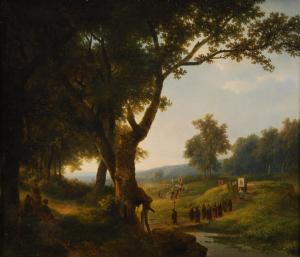 KÜHNEN Pieter Lodewijk 1812-1877,Paysage avec procession,Brussels Art Auction BE 2020-11-17