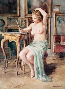 KüMMERLE Pál 1873,Nude with mirror, 1935,1935,Nagyhazi galeria HU 2017-03-07