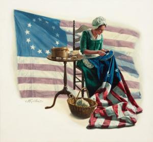 KÜNSTLER Morton 1931,Betsy Ross, "The Stars and Stripes are Born ",1977,Hindman US 2024-02-21