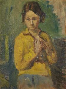 KAALUND JØRGENSEN Martin 1889-1952,Portrait of Kirsten in a yellow blouse,1937,Rosebery's 2022-10-11