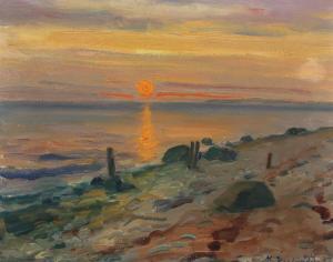 KAALUND JØRGENSEN Martin 1889-1952,Sunset by the ocean,1937,Bruun Rasmussen DK 2024-03-12