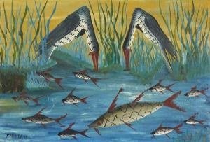 KABINDA,Sans titre (deux oiseaux pêcheurs et,1959,Artcurial | Briest - Poulain - F. Tajan 2021-11-16
