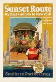 KADY MICHEL 1901-1977,SUNSET ROUTE , BY RAIL AND SEA TO NEW YORK,1928,Swann Galleries US 2015-11-19