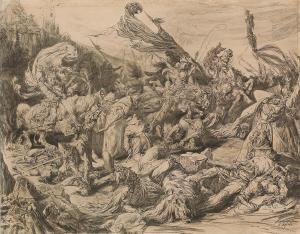 KAEMPFFER Eduard 1859-1926,Battle scene,1882,Palais Dorotheum AT 2021-04-22