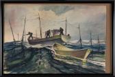 KAESELAU Charles Anton 1889-1972,Fishing scene,Eldred's US 2023-02-03