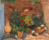 KAHN Leo 1894-1983,Flowers in a Garden,Montefiore IL 2019-01-31