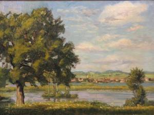 KAISER Bertha 1875-1962,Landschaft mit Fluß,Georg Rehm DE 2009-11-13