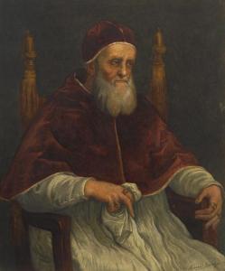 KAISER Eduard 1820-1895,Kopie nach Raffael "Porträt Papst Julius II,Wendl DE 2019-06-20