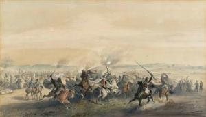 KAISER Friedrich,Spielerischer Kampf von reitenden Beduinen vor fra,1841,Palais Dorotheum 2022-04-13