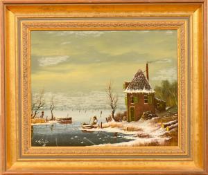 KAISER Jean,winter scene with figures skating on a lake,Tring Market Auctions GB 2017-03-10