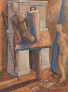 KAISER Leander 1947,Two nudes before a fireplace,1987,Palais Dorotheum AT 2019-03-26