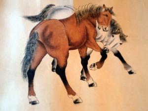 KAKEMONO A 1800-1800,numerosos caballos,Duran Subastas ES 2014-03-19