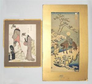 KAKEMONO HOKUSAI,Travelers on a snowy road,Eldred's US 2014-08-13