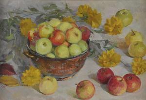 KALASHNIKOVA Olga 1957,Apples and Autumn Flowers,Aspire Auction US 2010-05-14