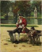 KALLEN R,Herr mit Pfeife und Hunden im Park,1700,Reiner Dannenberg DE 2017-09-08